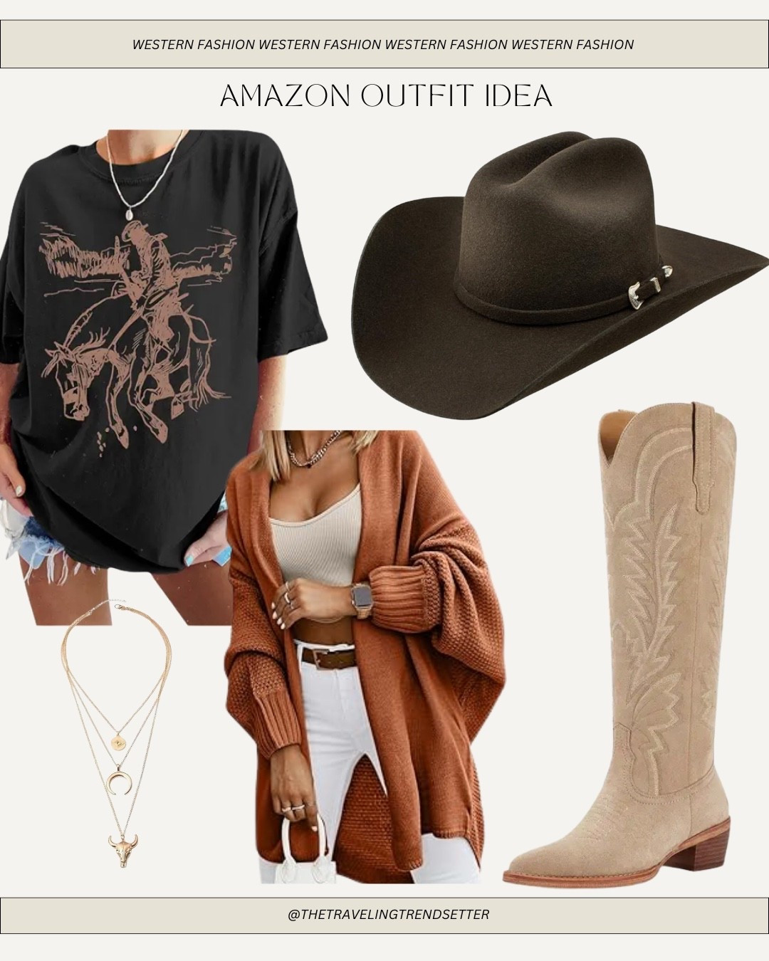 Western fall Amazon outfit idea - country concert outfit idea - cowgirl boots cream tan suede cowgirl boots - chocolate brown suede cowgirl hat 

#LTKFindsUnder100 #LTKStyleTip #LTKFindsUnder50