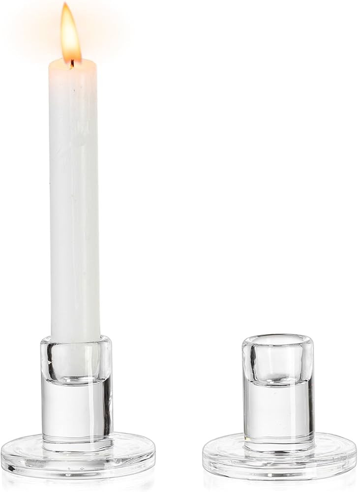 This item:  NUPTIO Glass Taper Candle Holders: 2 Pcs Clear Small Candlestick Tapered Holder for C... | Amazon (US)