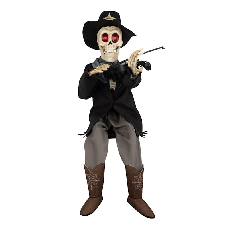 Animated Cowboy Skeleton with Banjo, 36" | At Home
