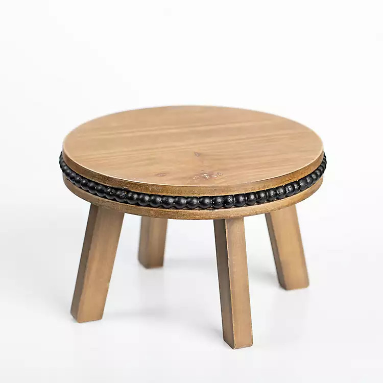 Natural and Black Beaded Wood Riser | Kirkland's Home