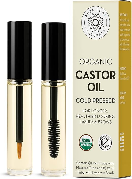 Castor Oil for Eyelashes & Eyebrows, Lash & Brow Serum, 2 x 10 ml | Amazon (US)