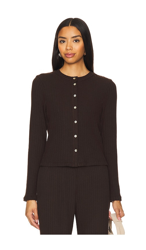 DONNI. The Sweater Rib Cardi in Brown. - size XS | Revolve Clothing (Global)