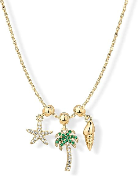 PAVOI 14K Gold Plated Dainty Necklace with Charms Set - Hypoallergenic Adjustable Chain Gold Char... | Amazon (US)