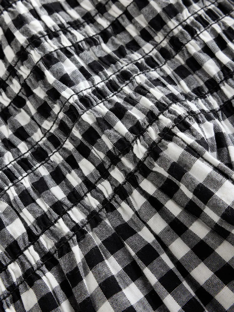 Black/White Gingham Shirred Dress (3-16yrs) | Next US