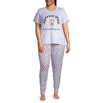 Jaclyn Halloween Womens Plus Crew Neck Short Sleeve 2-pc. Pant Pajama Set | JCPenney