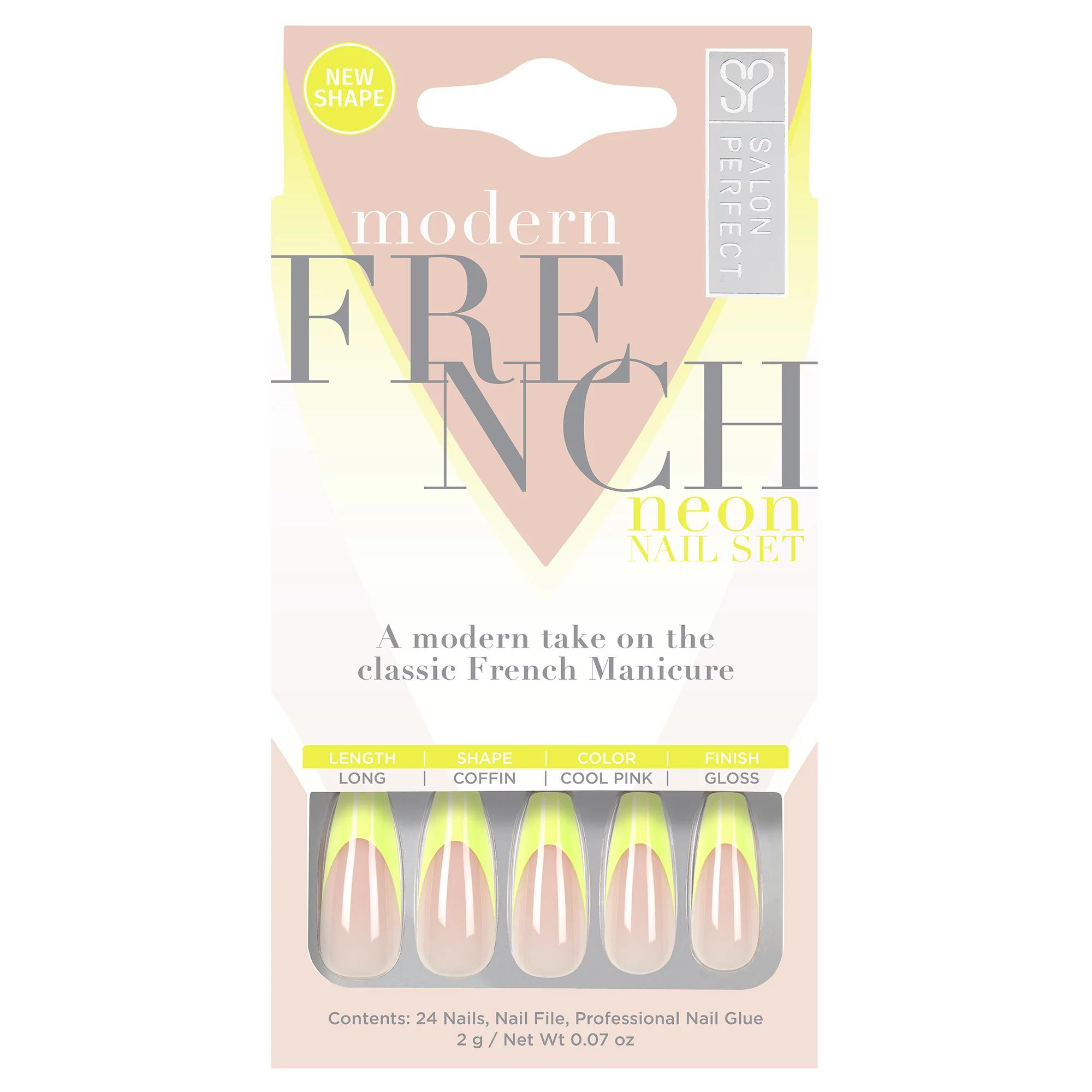 Salon Perfect Neon Modern French Green Tip Nail Set, 24 Pieces - Walmart.com | Walmart (US)