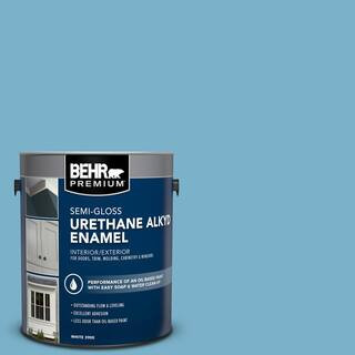 1 gal. #M490-4 Frisky Blue Urethane Alkyd Semi-Gloss Enamel Interior/Exterior Paint | The Home Depot