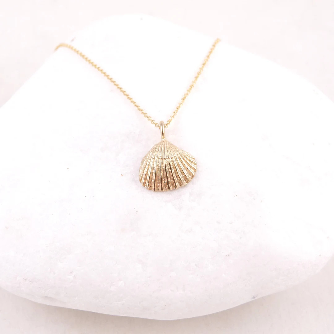 Solid Gold Seashell, Shell Charm, Perfect Summer Gift Idea, After Vacation,Back To School Gift, B... | Etsy (US)