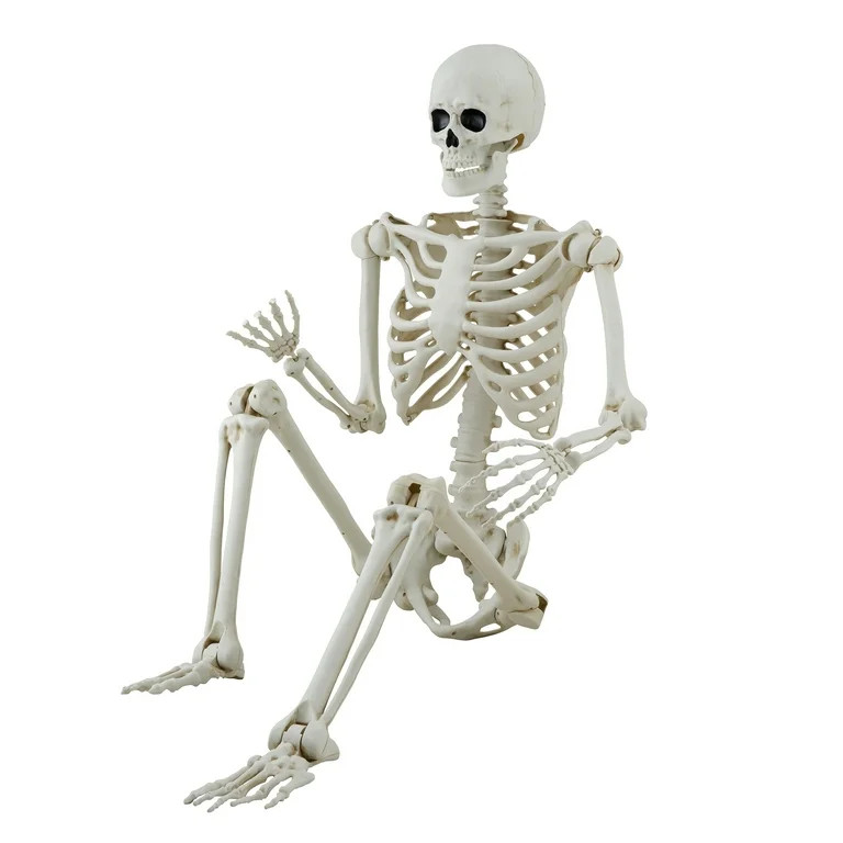 5ft White Poseable Skeleton Decoration, Halloween Outdoor Decor, by Way To Celebrate | Walmart (US)