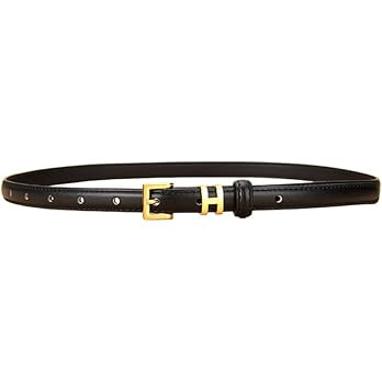 Women Gold Buckle Design Skinny Leather Belt Jeans Belt for Pants in Pin Buckle Belt, Womens Belt... | Amazon (US)
