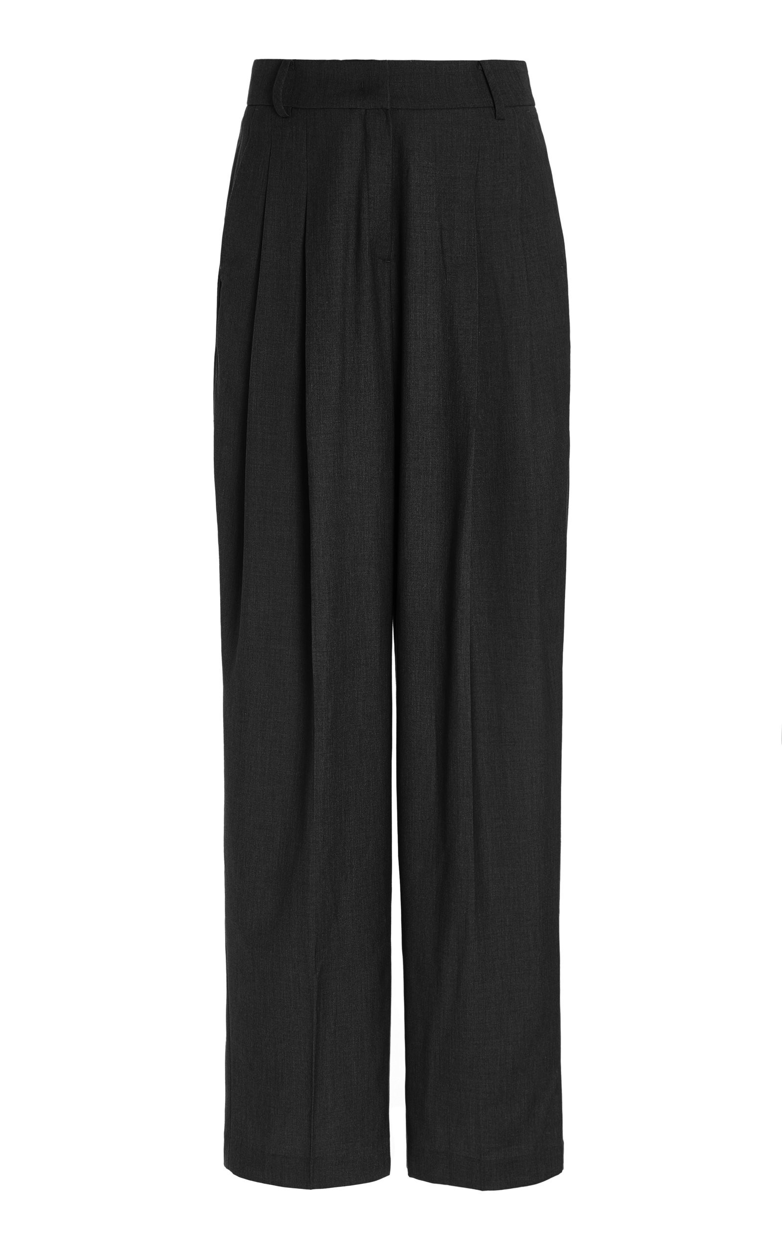 The Frankie Shop - Gelso Pleated Woven Wide-Leg Trousers - Black - L - Moda Operandi | Moda Operandi (Global)
