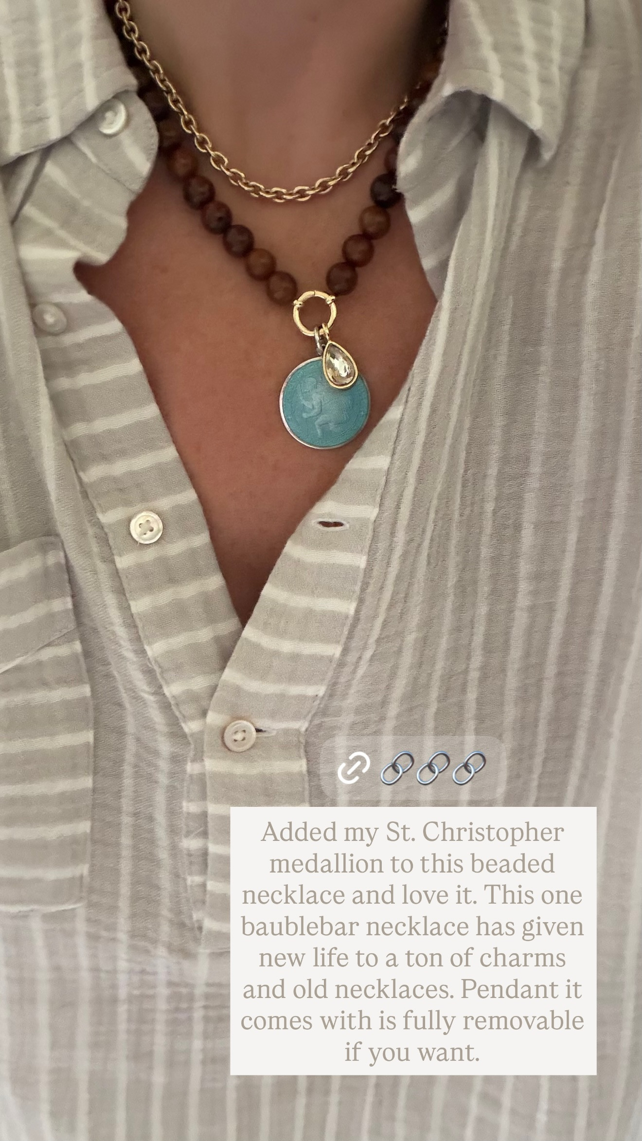 Added my St. Christopher medallion to this beaded necklace and I love it 

 
