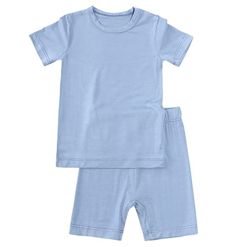 Aablexema Baby Short Summer Pajamas - Toddler Cool Jammies Pjs Rayon from Bamboo,2pcs Kids Sleepwear Set for Boys Girls(Blue,2-3y) | Amazon (US)