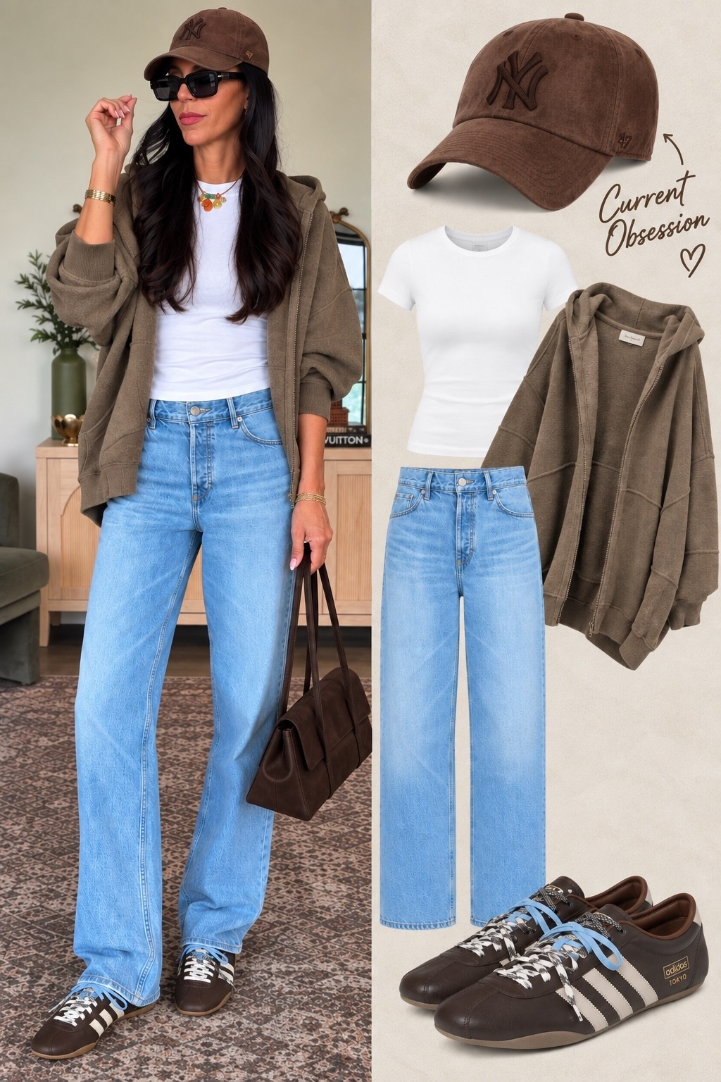 Denim- size down to 26 
Tee- small 
Cardigan- small 
Hat is my fave!

#LTKU #LTKootd #LTKgrwm