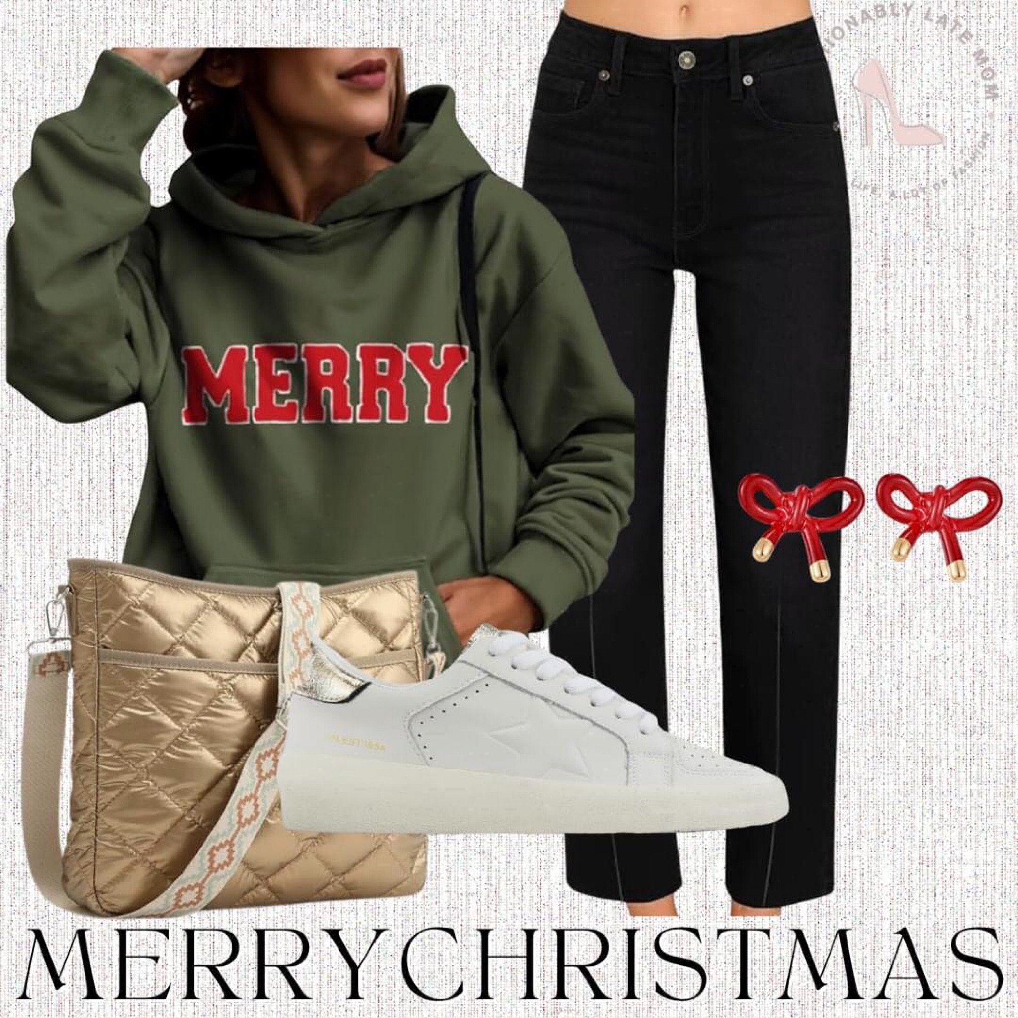 Casual Christmas outfit from Amazon. 

Fashionably Late Mom. 
Outfit ideas for a cozy Christmas  