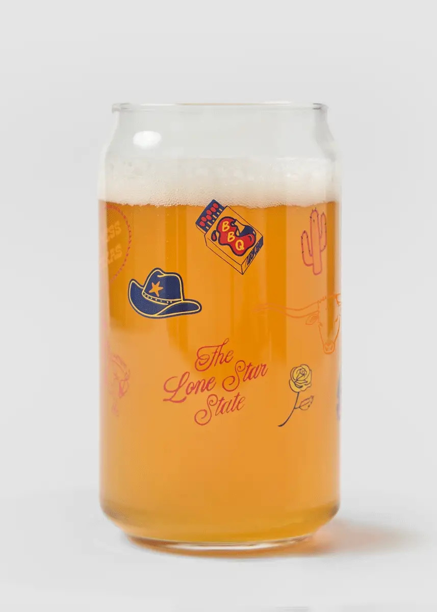 Texas Icons Can Glass | Alice & Wonder