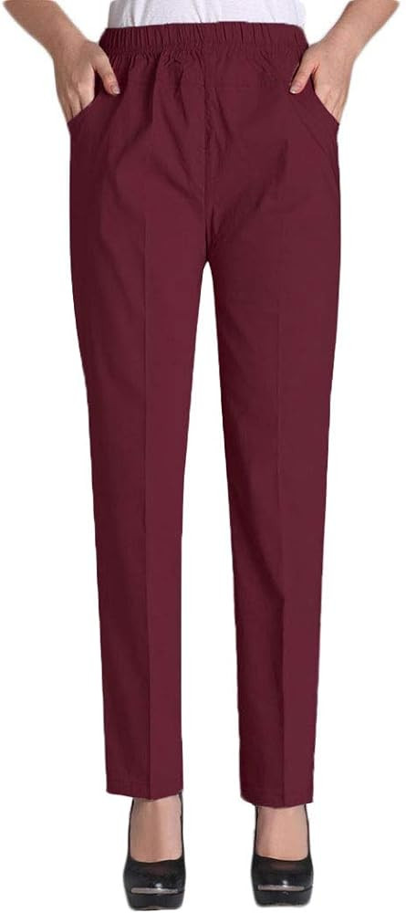 Soojun Womens Summer Elastic Waist Comfy Stretch Pull On Pants | Amazon (US)