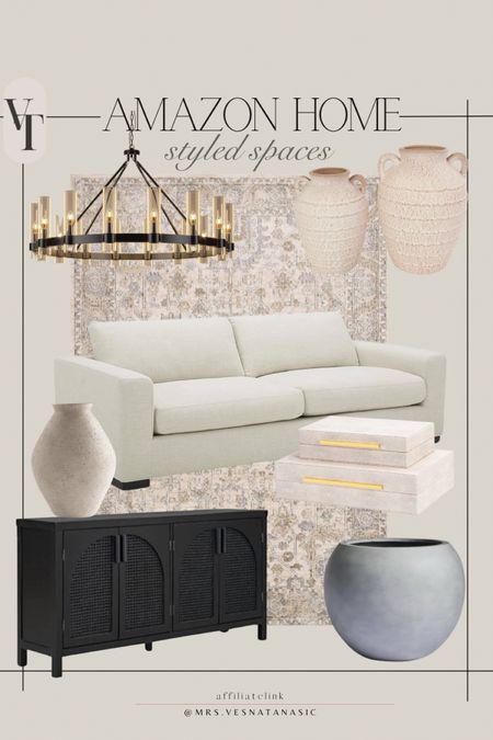 Amazon Home styled spaces for inspiration! Loving this neutral sofa, and this sideboard looks similar to mine but for less! 

Amazon home, Amazon find, Amazon favorites, Amazon must have, living room, bedroom, sofa, lighting fixture, vase, planter, rug, neutral rug, 

#LTKsalealert #LTKhome