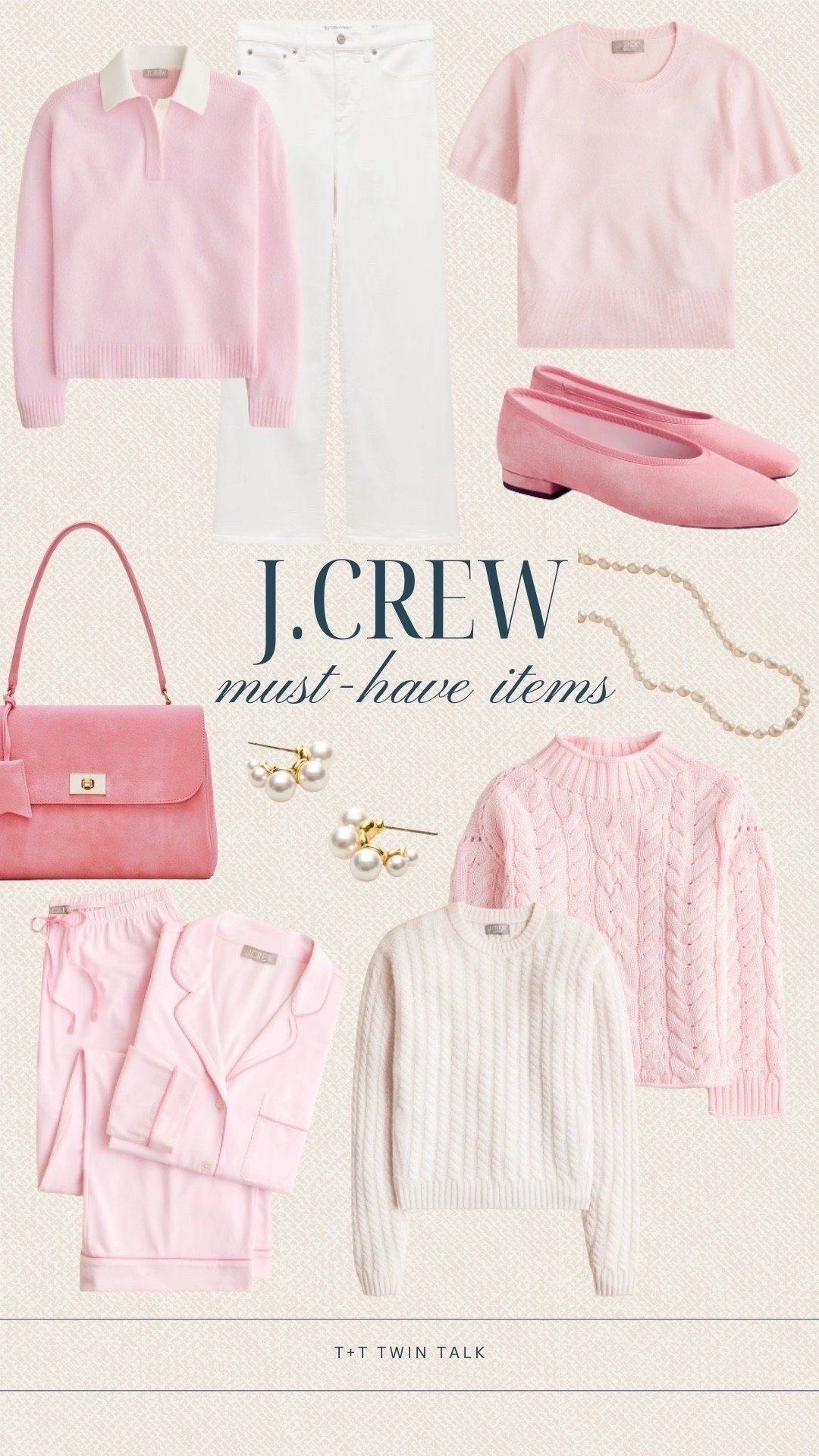J.Crew must have pieces that are perfect for this time of year. Think pink pajamas for a cozy night at home or a cute sweater paired with white jeans for a fun dinner date look. We especially love the sweet pink flats and matching purse to tie it all together.

#LTKOver40 #LTKSeasonal #LTKMidsize