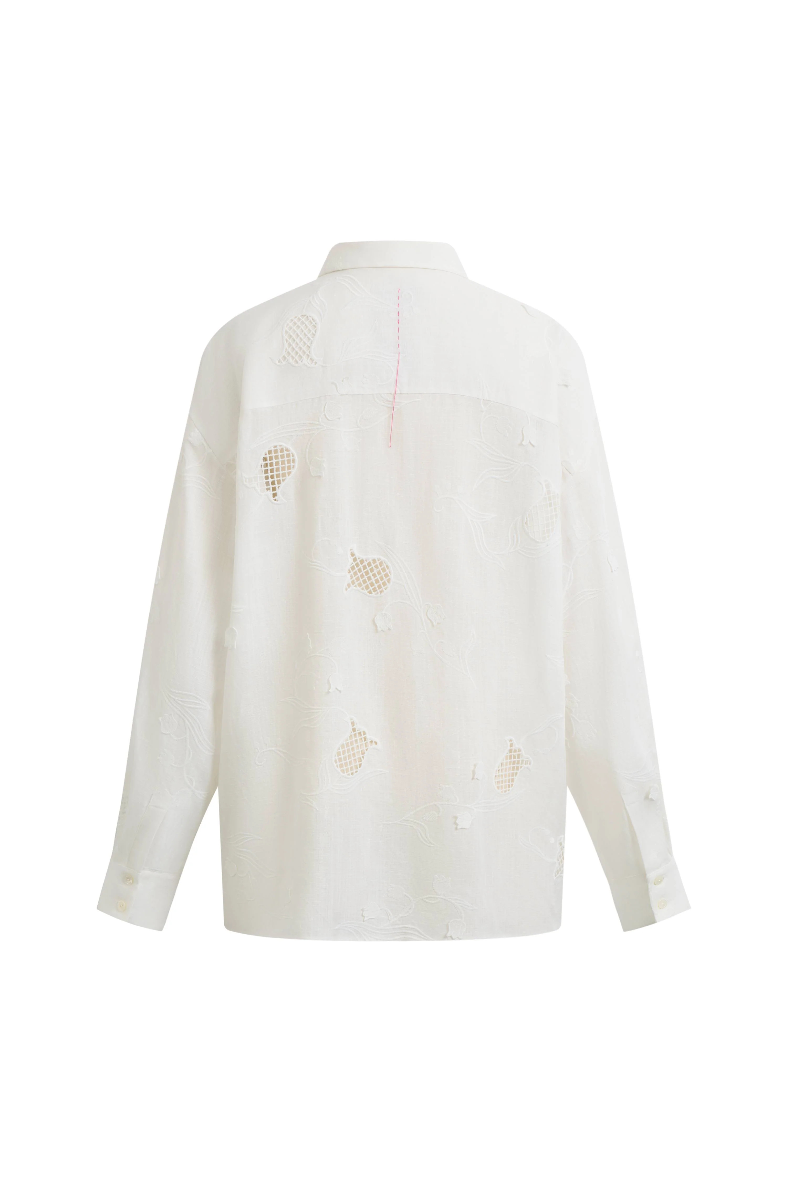 Leona Lily of the Valley Mesh Embroidery Shirt in Linen | Fabrique
