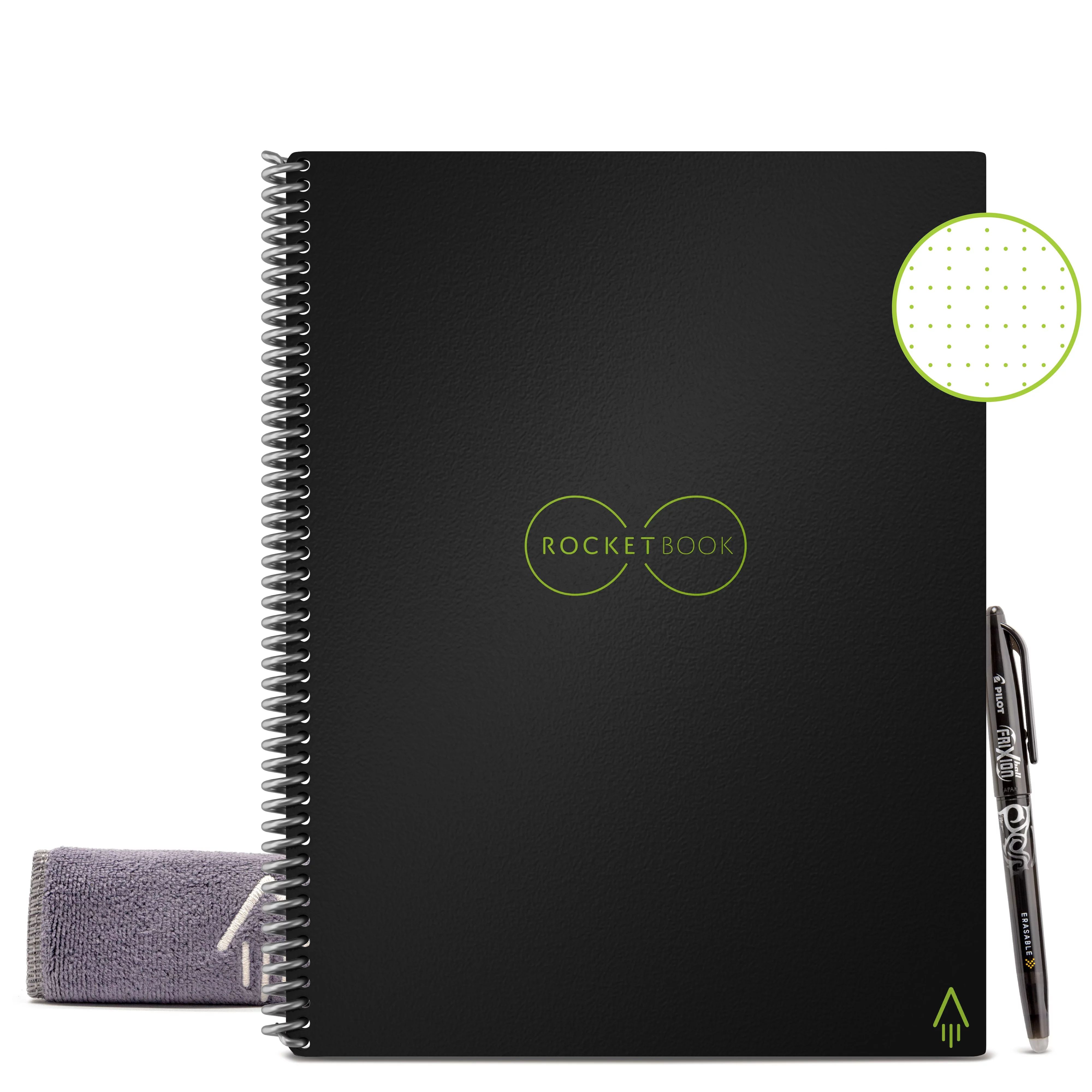 Rocketbook Core Smart Reusable Spiral Notebook, Black, 8.5" x 11", Dot-Grid | Walmart (US)