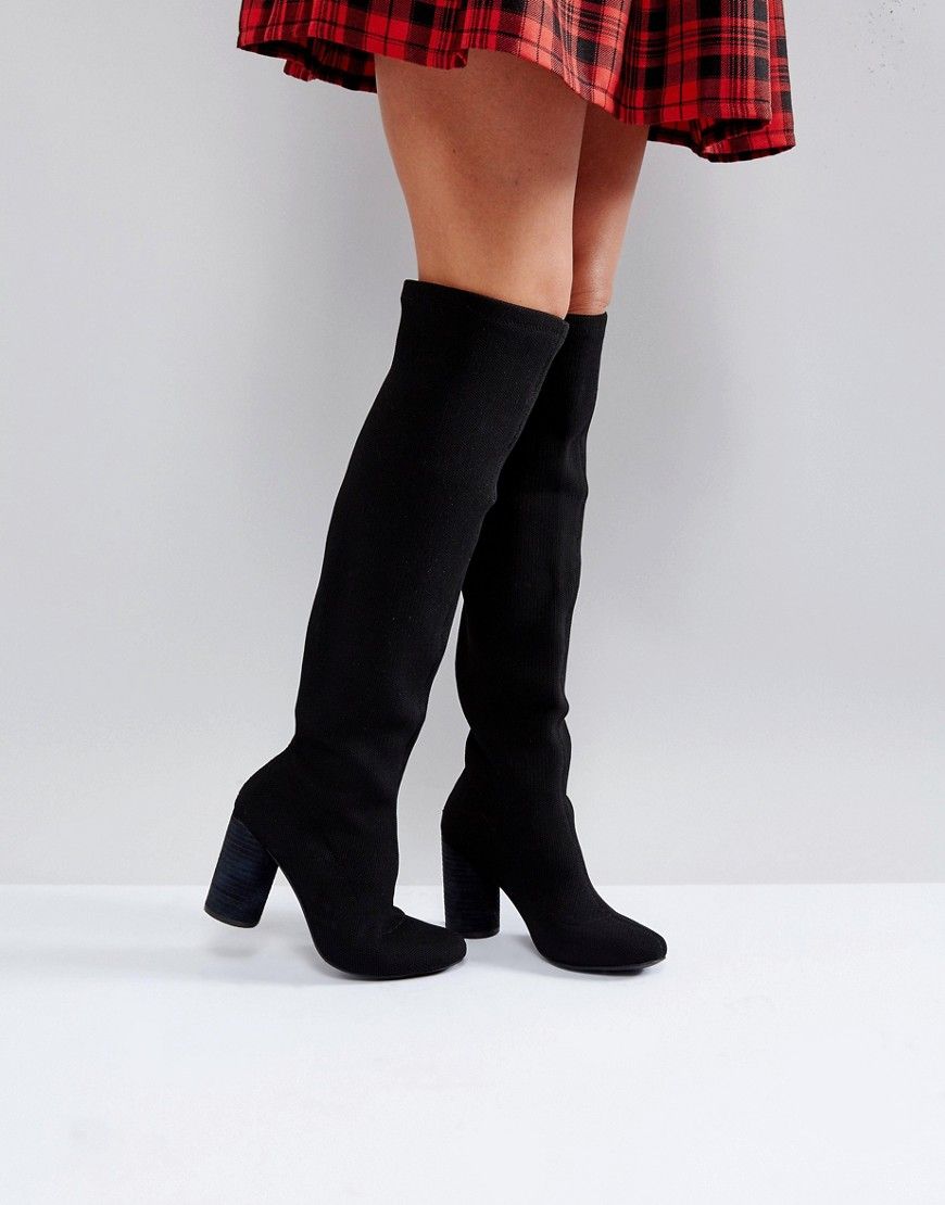 Glamorous - Schwarze Overknee-Stiefel mit Blockabsatz - Schwarz | Asos CH