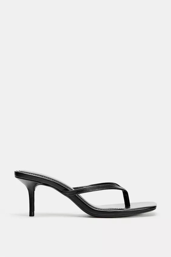 LEATHER STRAPPY HEEL SANDALS | Zara UK