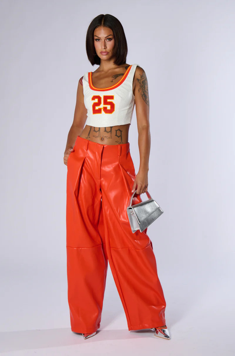 BABY COME OVER PU PANT IN ORANGE | AKIRA