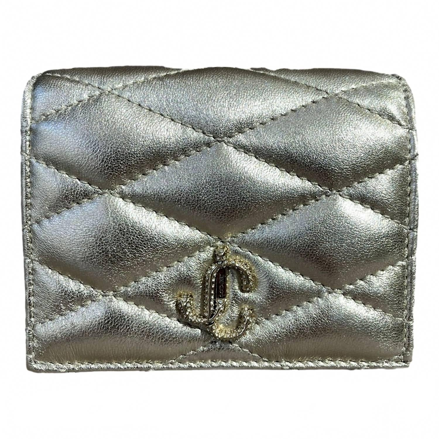 Women's Farone Metallic Leather Card Case Wallet In Champagne | Shop Simon