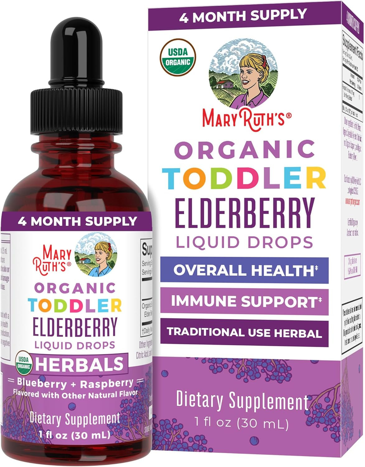 MaryRuth Organics Toddler Elderberry Liquid Drops | USDA Organic | Black Elderberry Supplement for Ages 1-3 Years | Immune Support & Overall Health | Vegan | Non-GMO | Gluten Free | 30 Servings | Amazon (US)