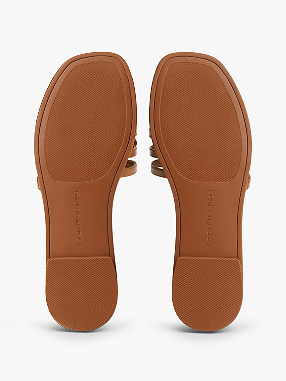 Logo Strap Leather Mules | Brown | Tommy Hilfiger | Tommy Hilfiger UK