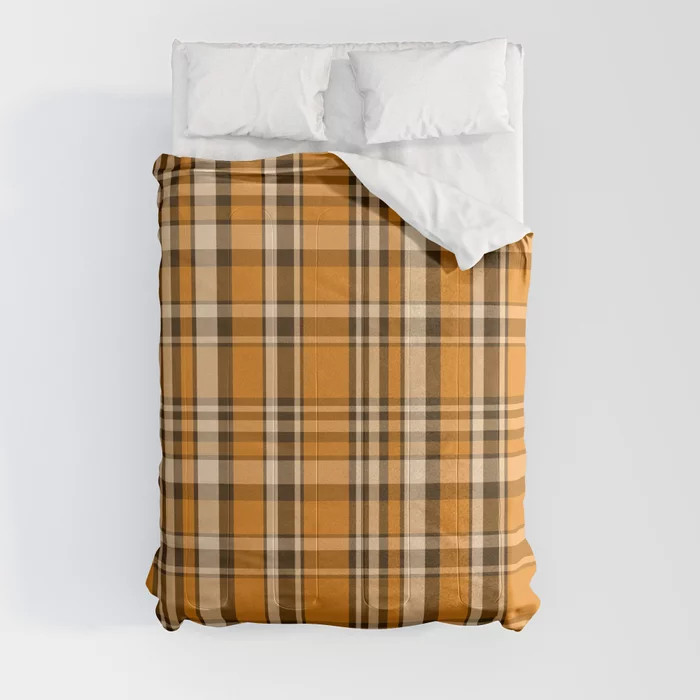 Plaid // Rust Orange Comforter | Society6