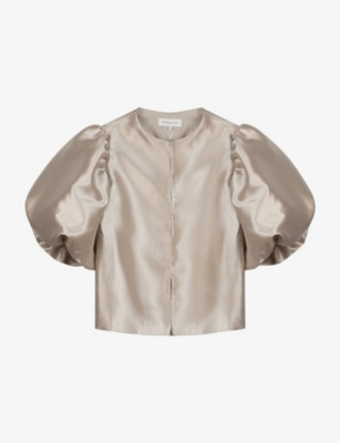 Cleo balloon-sleeve satin blouse | Selfridges