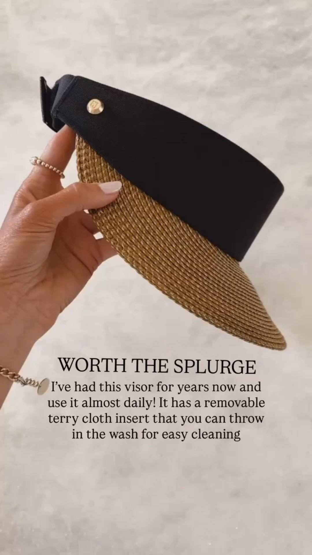Worth the splurge! I’ve had this visor for years now and use it almost daily! It has a removable terry cloth insert that you can throw in the wash for easy cleaning #stylinbyaylin #aylin #visor 

#LTKBeauty #LTKTravel #LTKSeasonal