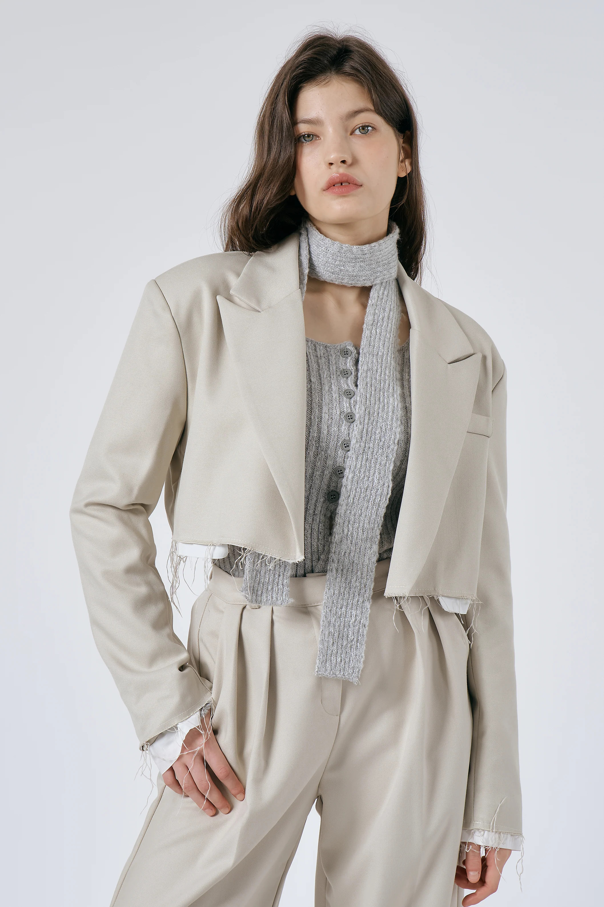 Olive Cropped Blazer | Storets (Global)