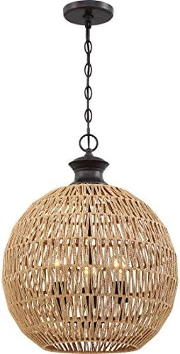 Quoizel QF4034PN Casablanca Natural Rope Paper Pendant Ceiling Lighting, 3-Light, 225 Watts, Pall... | Amazon (US)