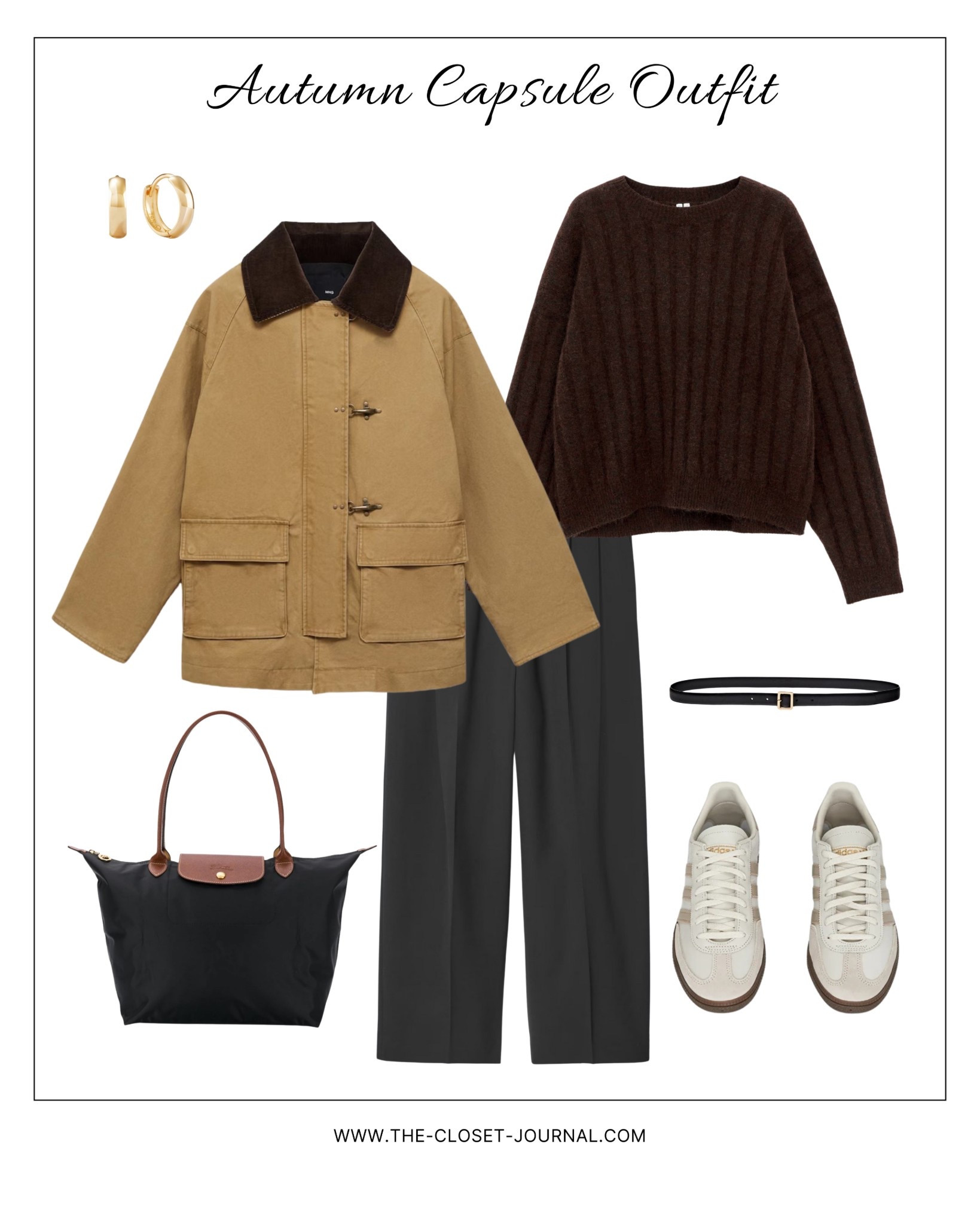 Barn jacket, the black wide-leg trousers, and brown sweater 🍂