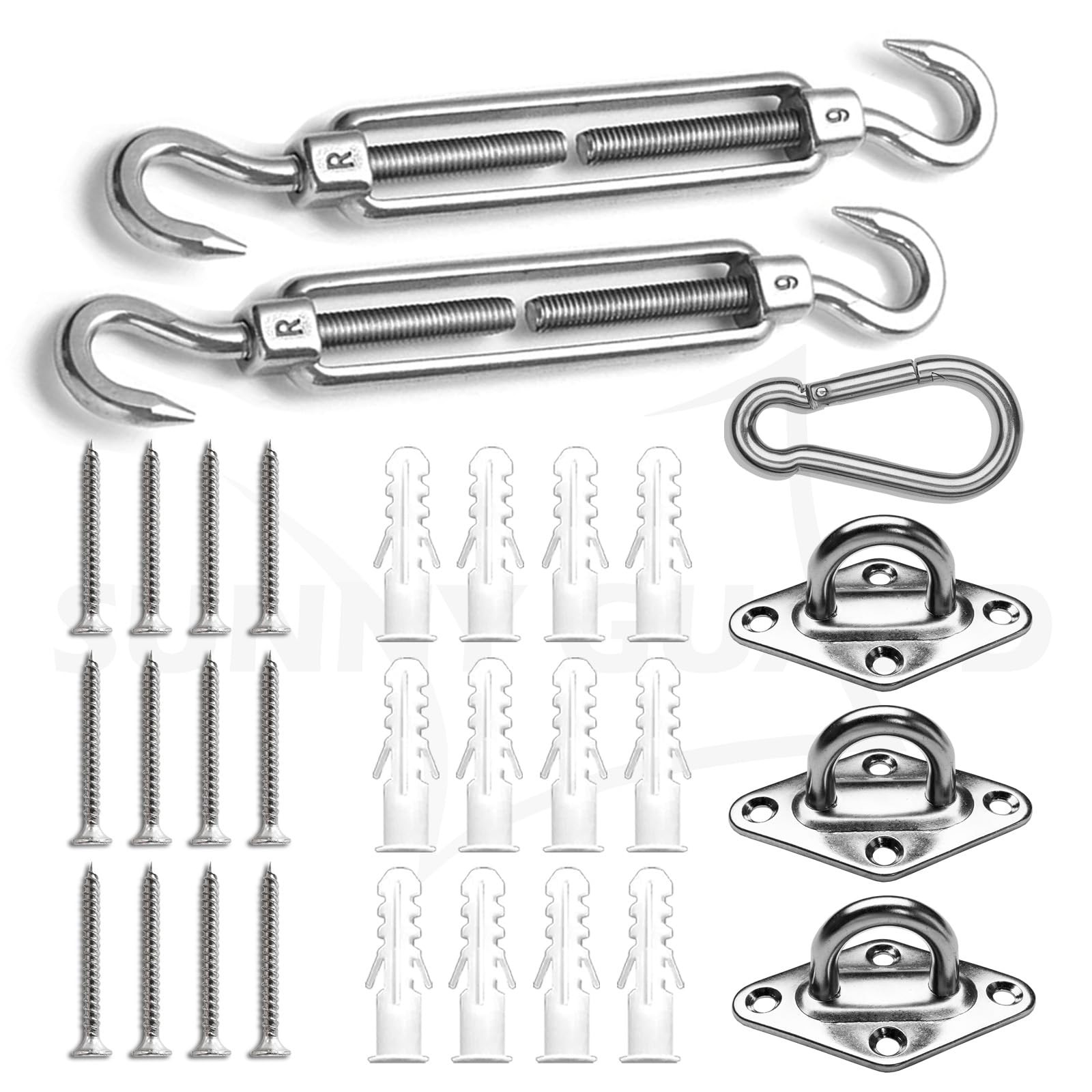 SUNNY GUARD Sun Shade Sail 316 Stainless Steel Hardware Kit 6 Inch for Triangle Shade Sail Instal... | Amazon (US)