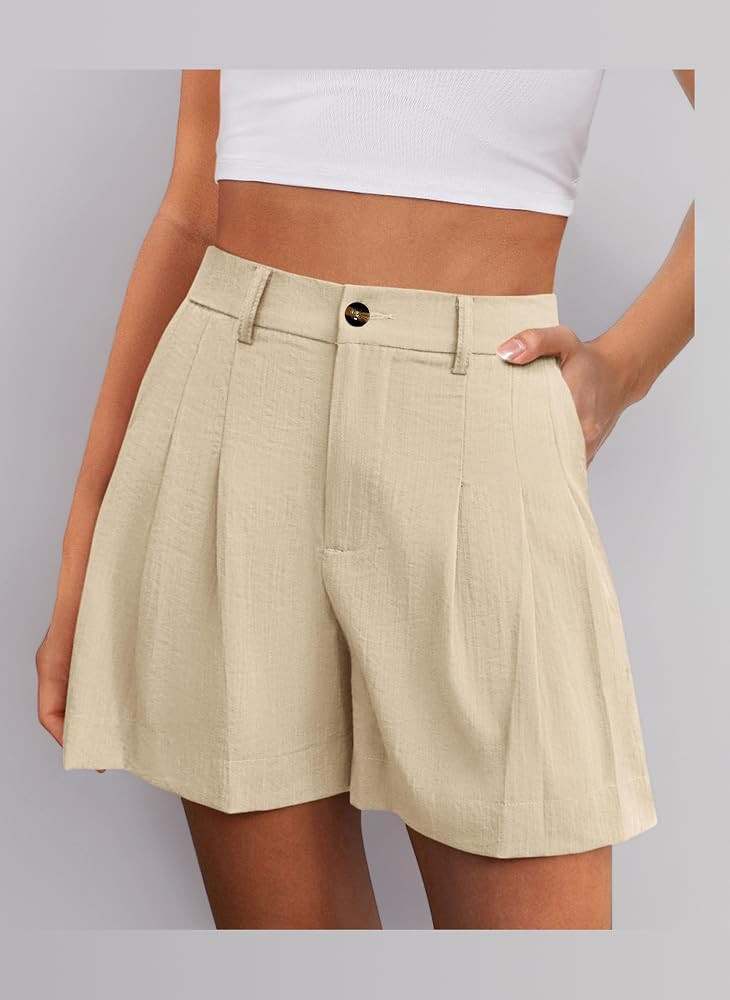 Kurze Hose Damen Sommer High Waist Elegant Shorts Leichte Women's Shorts Kurze Hosen Stoffhose Ca... | Amazon (DE)