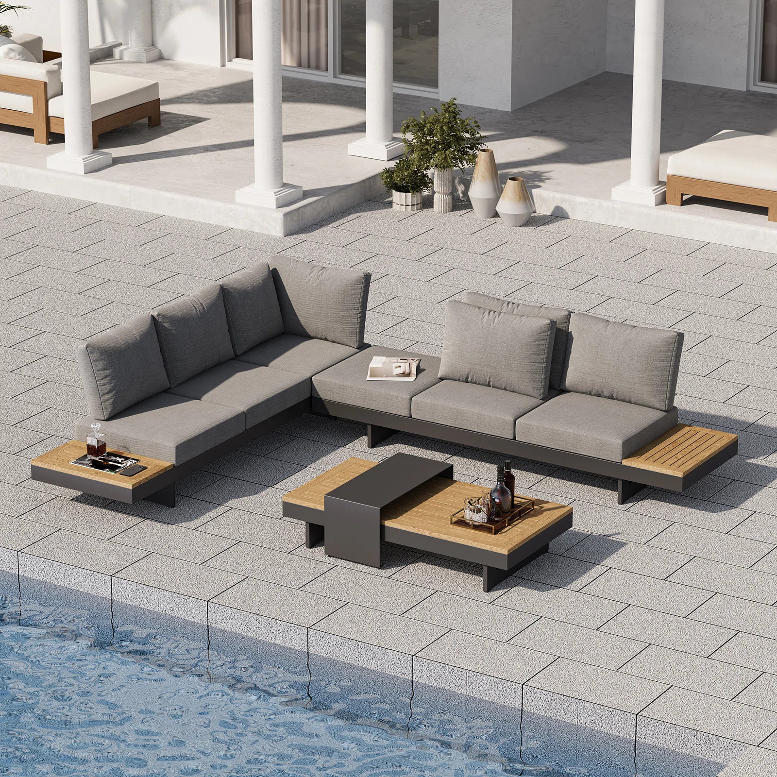 4-Piece L-Shaped Modular Outdoor Sectional Sofa Set Patio Furniture Set with Coffee Table Patio S... | Wayfair North America