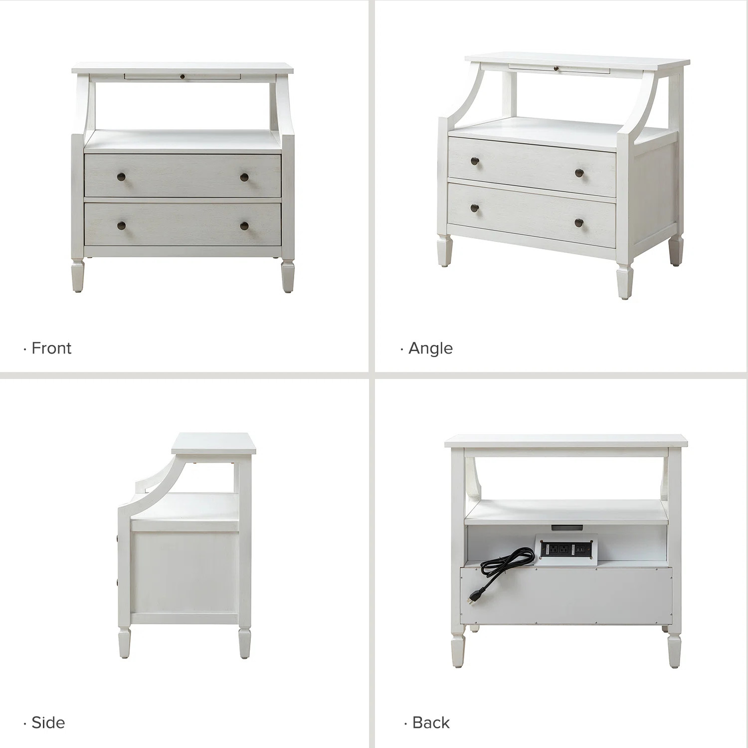 Areebe Transitional 30''W 2-Drawer Nightstand with Pull Out Tray and Charging Station(Set of 2)) ... | Wayfair North America