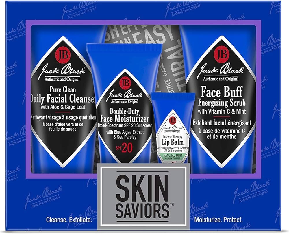 Jack Black Skin Saviors Set – Pure Clean Daily Facial Cleanser, Double-Duty Face Moisturizer SP... | Amazon (US)