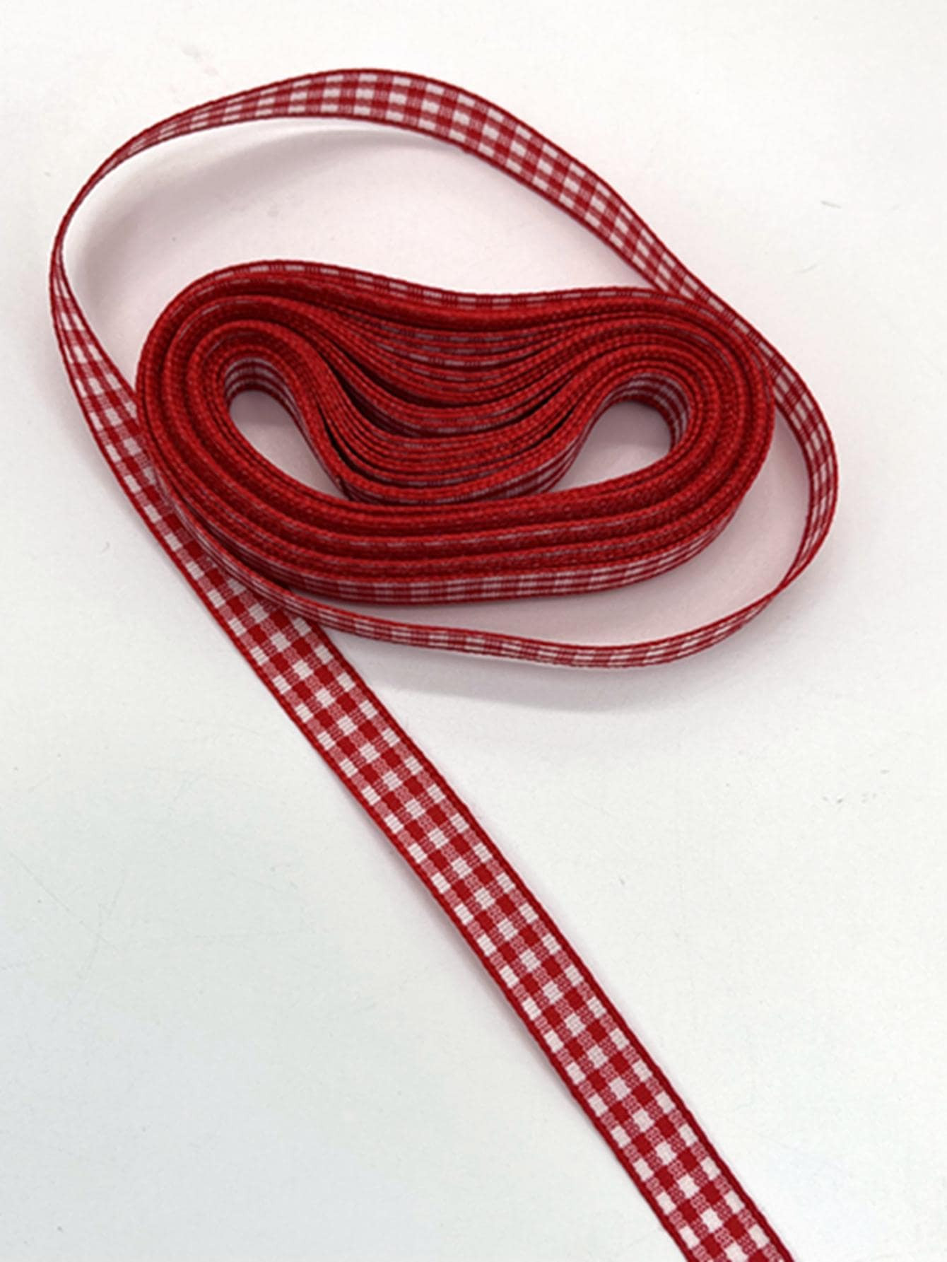 1roll Gingham Pattern Gift Wrapping Ribbon, Red-And-White DIY Webbing, For Gift, Clothing, | SHEIN