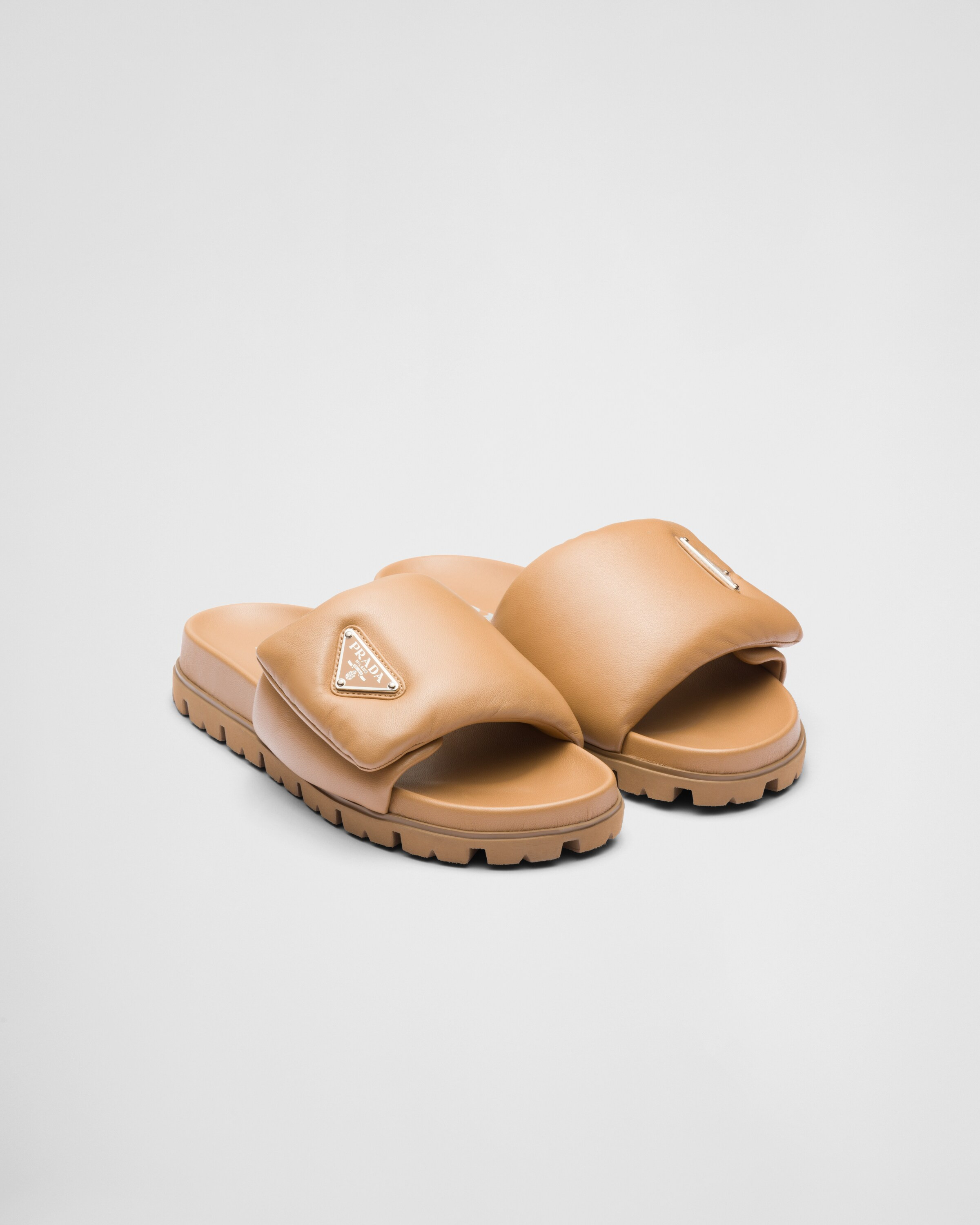 Soft padded nappa leather slides | Prada US