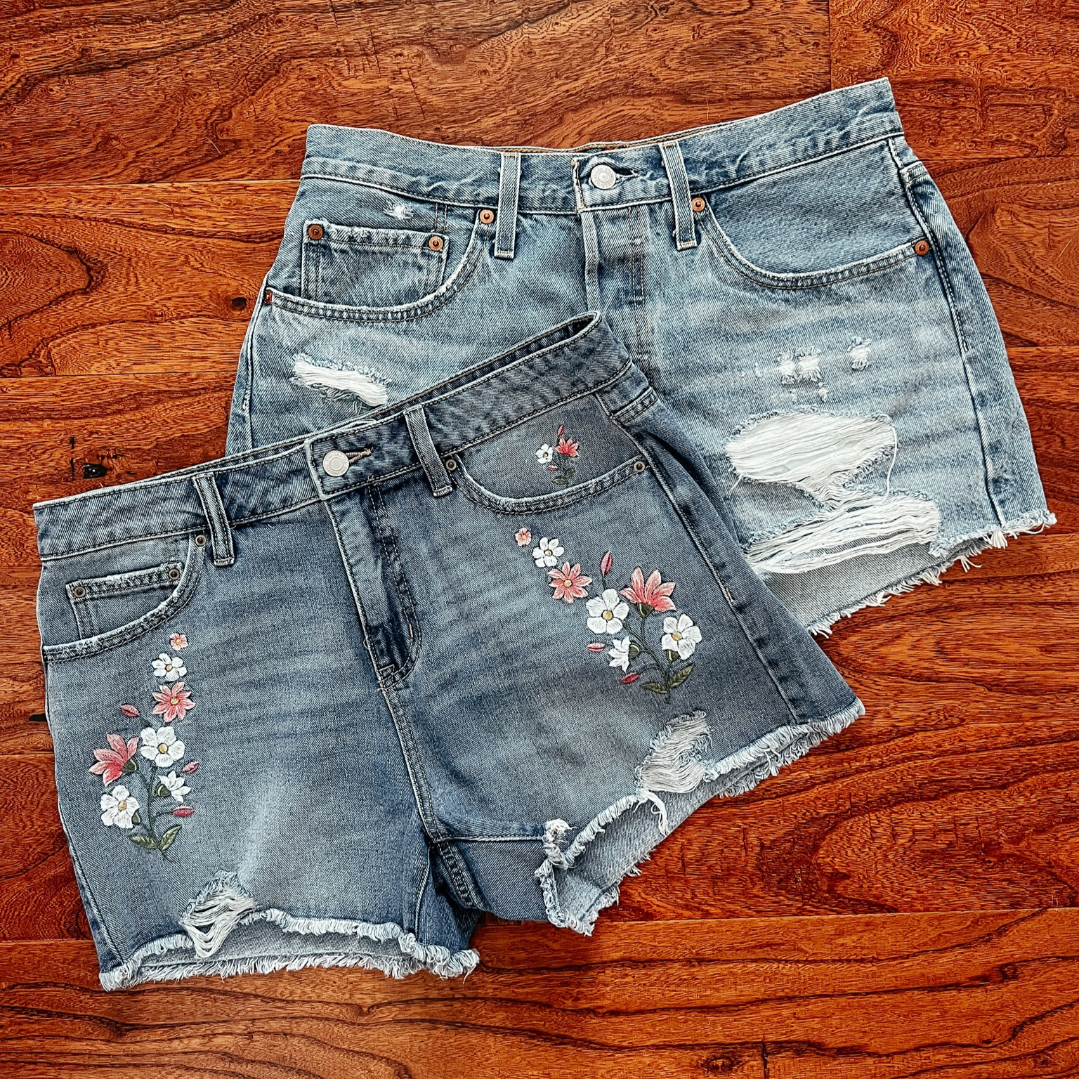 LOVE a denim cutoff for summer!! 😍 Got my normal size 8 in the embroidered shorts and went up one size in the Levi’s 

#LTKstyletip #LTKFind #LTKSeasonal