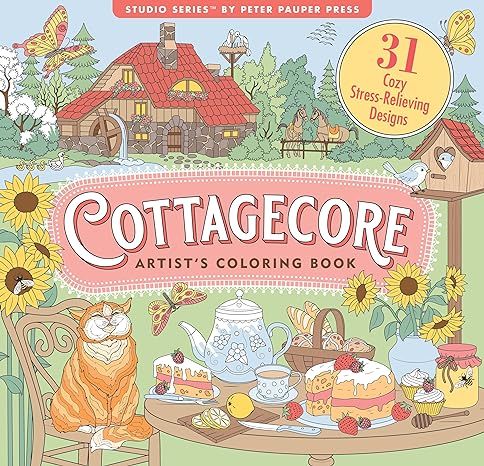 Cottagecore Adult Coloring Book (31 stress-relieving designs) | Amazon (US)