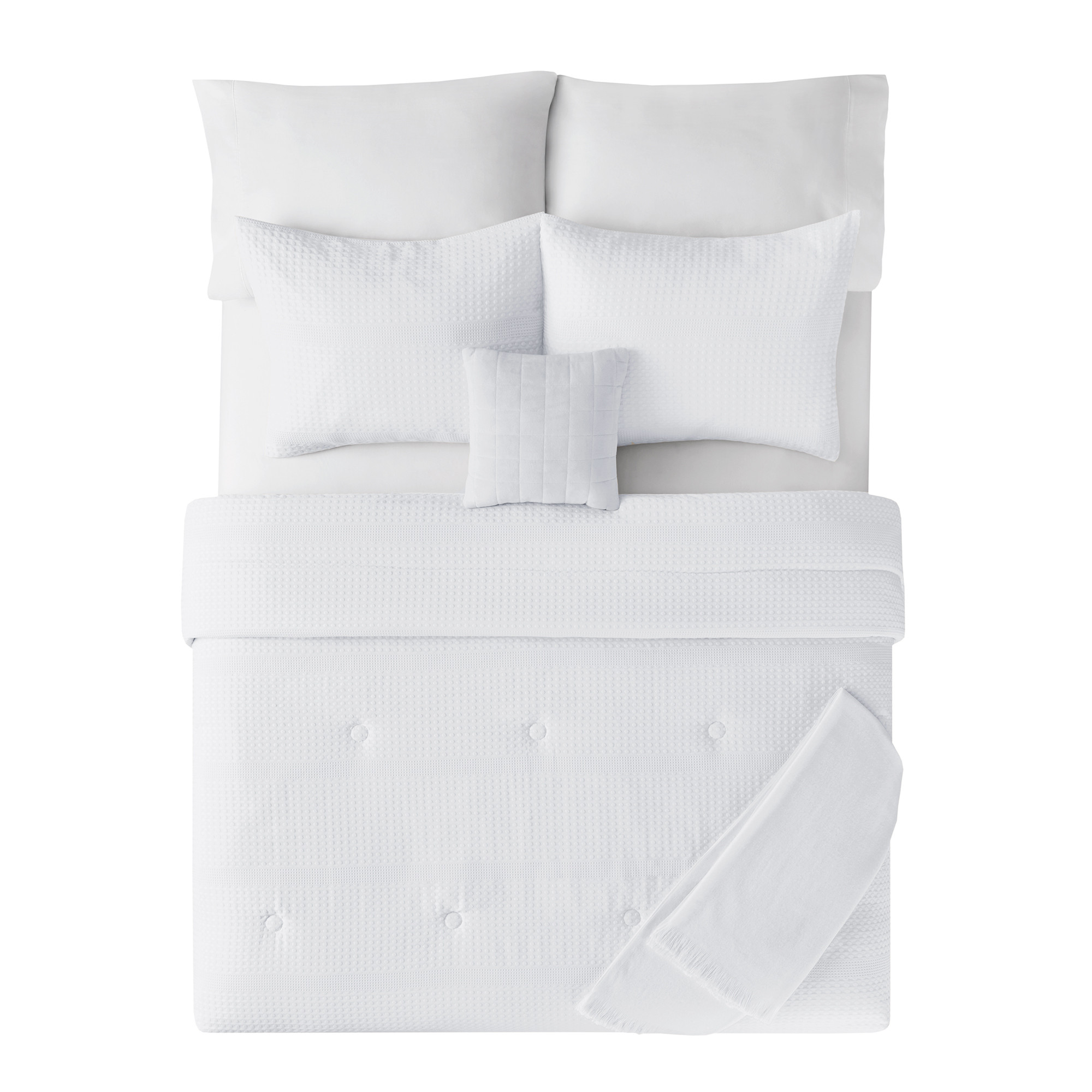 Mainstays 5-Piece Artic White Waffle Comforter Set, King | Walmart (US)