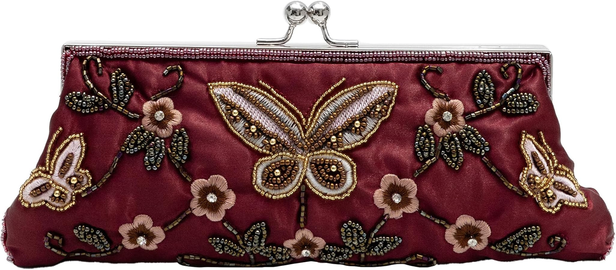 Beaded Butterfly Evening Clutch Kiss Lock Purse for Women | Amazon (US)