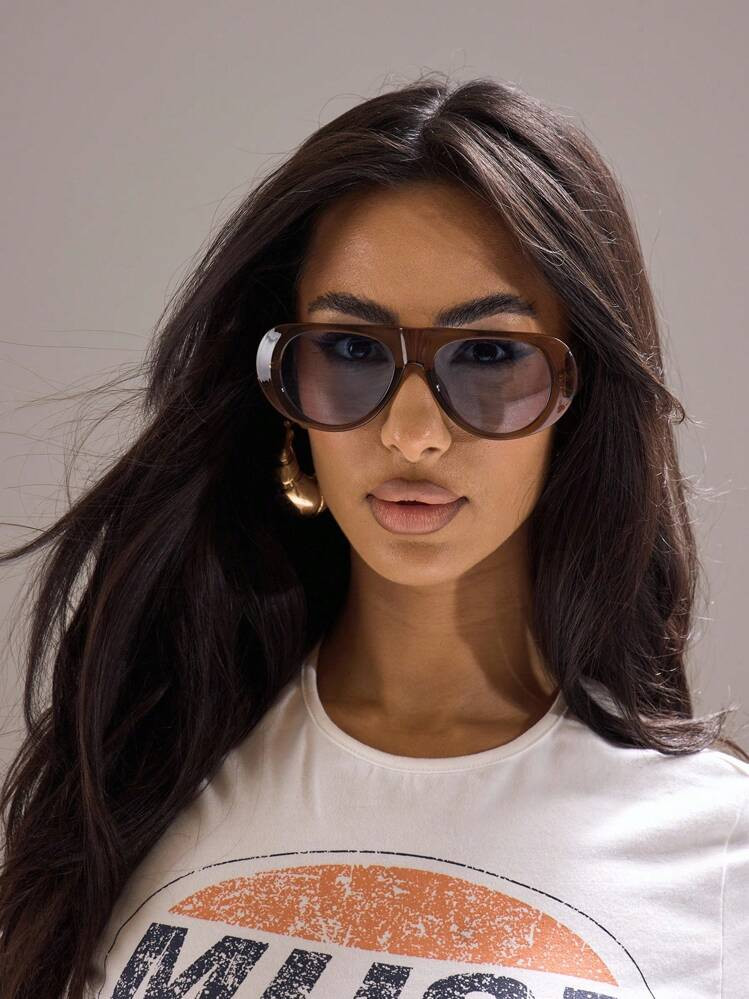MUSERA Big Frame Tinted Lens Fashion Glasses | SHEIN