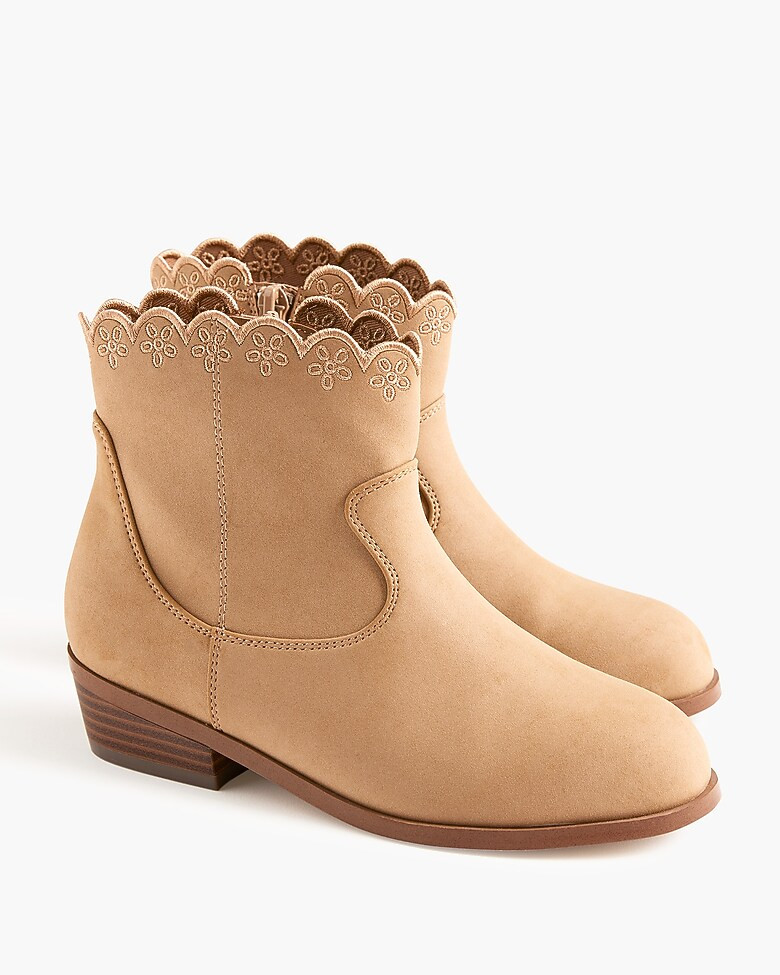 Girls' scallop-embroidery booties | J.Crew Factory